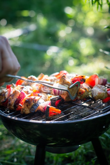 Up close of hand grilling food